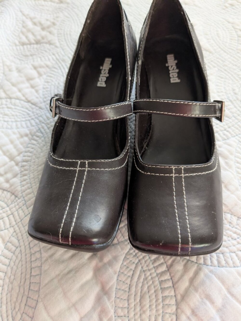 Kenneth Cole Unlisted Chocolate Brown Mary Jane Shoes, Real Leather, EUC